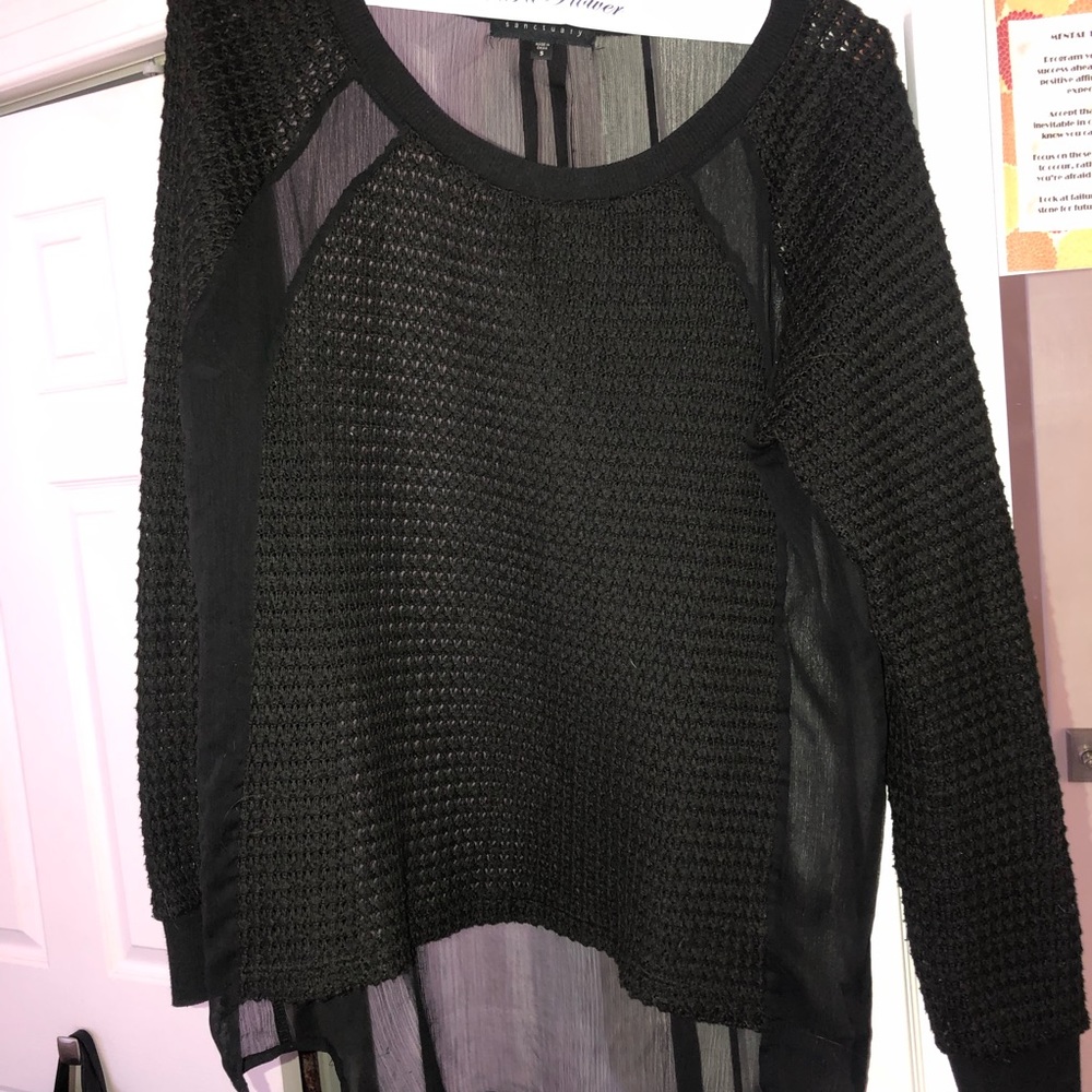 Sanctuary black knit and sheer sweater
